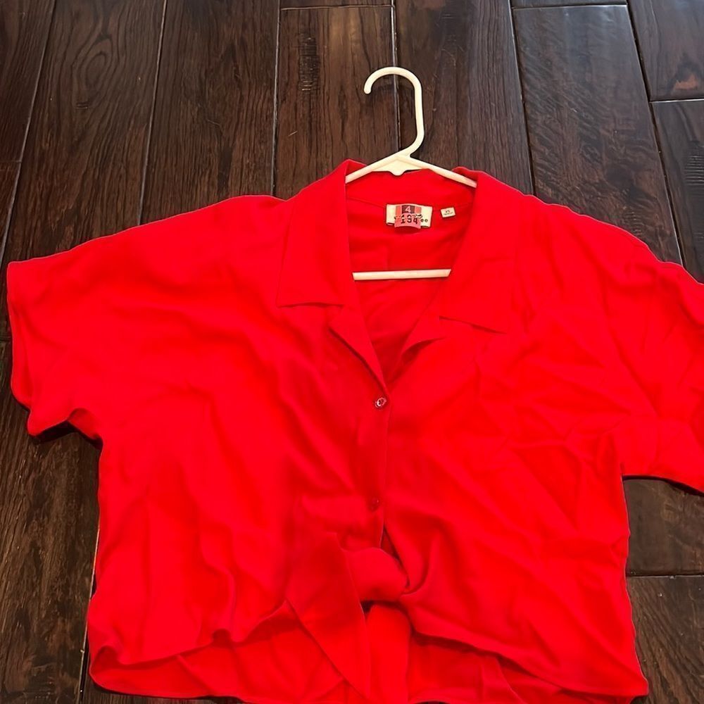 Wilfred xs red cropped blouse with tie